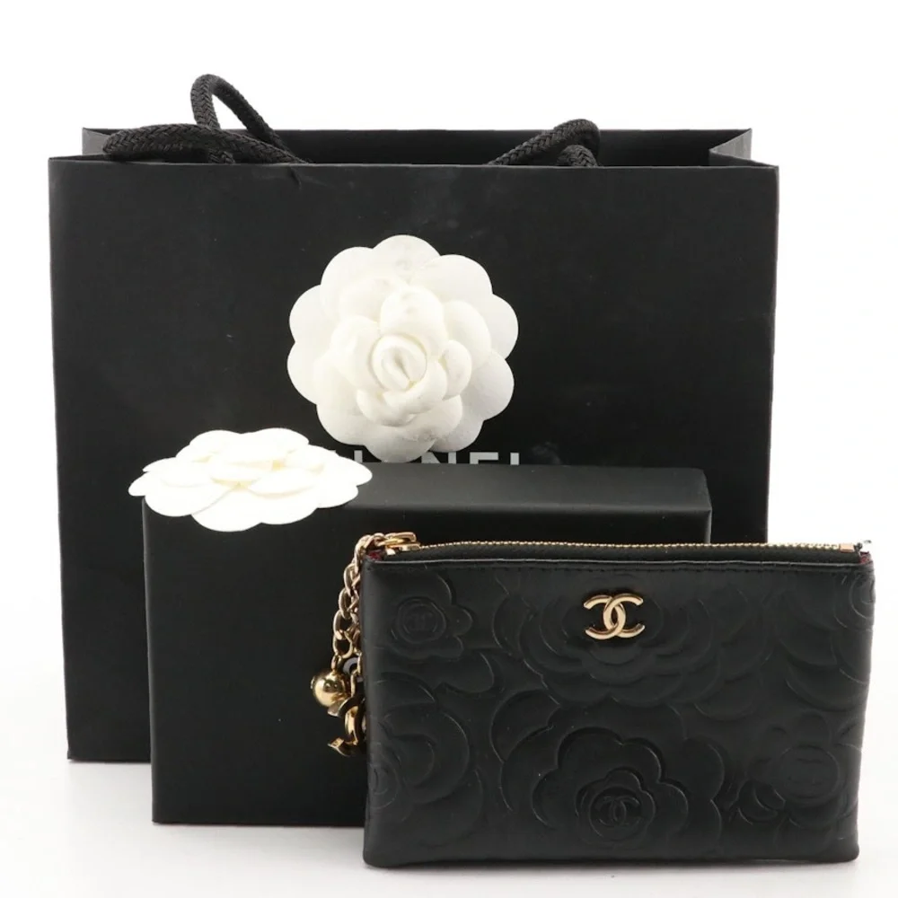 Chanel Makeup Bag purse chain CC black charm zippy pouch clutch wallet - Picture 1 of 8